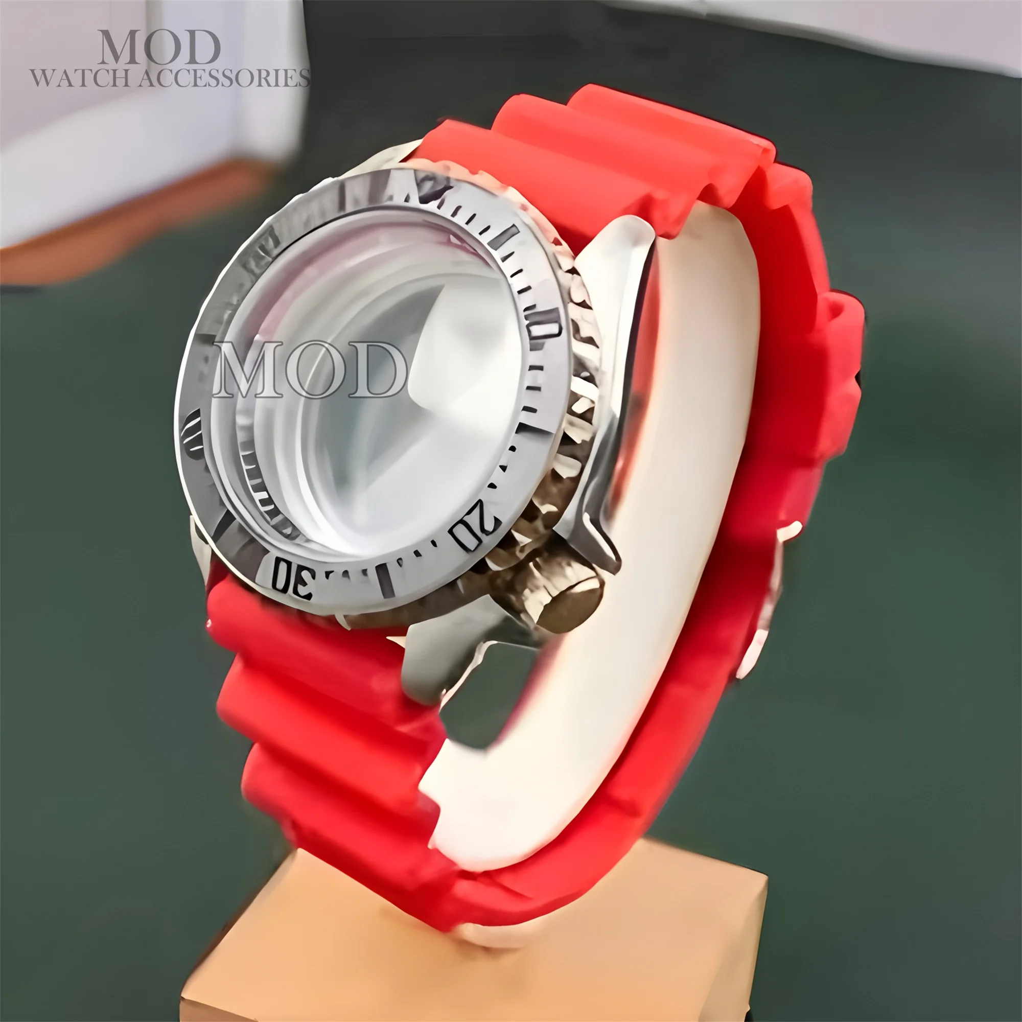 NH35 Case for SKX007 Stainless Steel Watch Case Rubber Band Sapphire Crystal Fit NH35/NH36 Movement 42mm Watch Replacements Mod