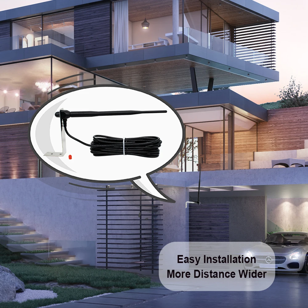 Para sistemas de casa inteligente/amplificadores de sinal de porta de garagem ao ar livre à prova d'água antena 433mhz extensor de distância ultra-longa cabo de 5 metros