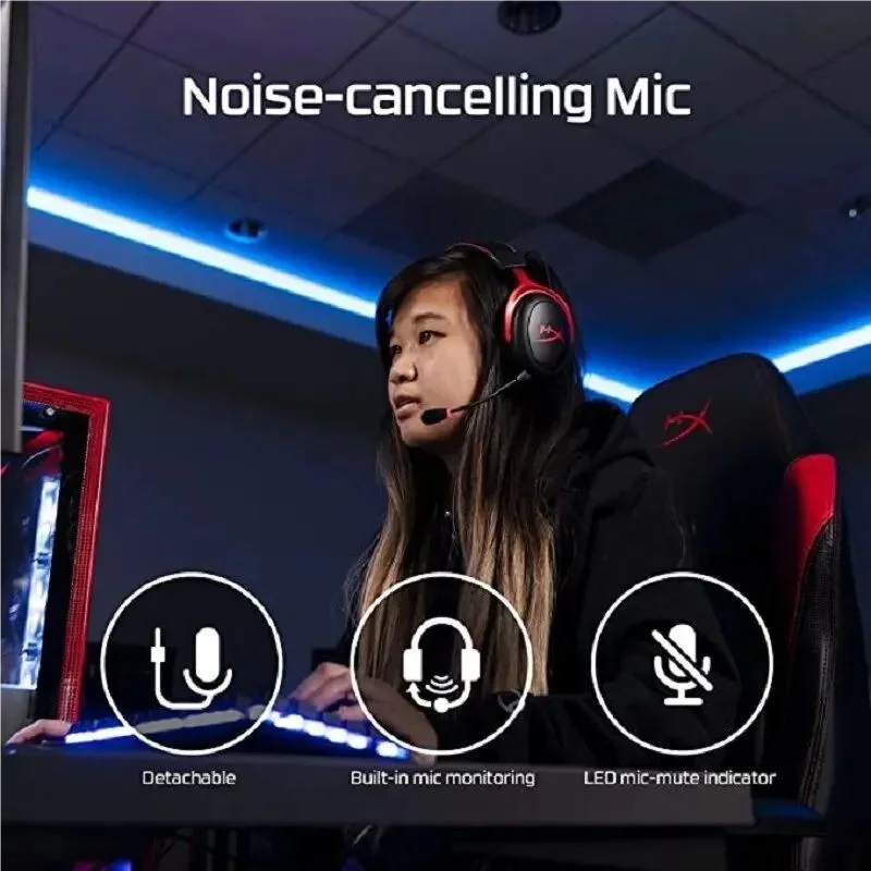 سماعة رأس سلكية أصلية للألعاب HyperX Cloud 2 II مع ميكروفون بصوت محيطي HiFi 7.1 للكمبيوتر الشخصي PS4