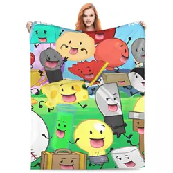 BFDI Inanimate Insanity All Characters Flannel Blankets Soft Durable Throw Blanket for Bedroom Airplane Travel Graphic Bedspread