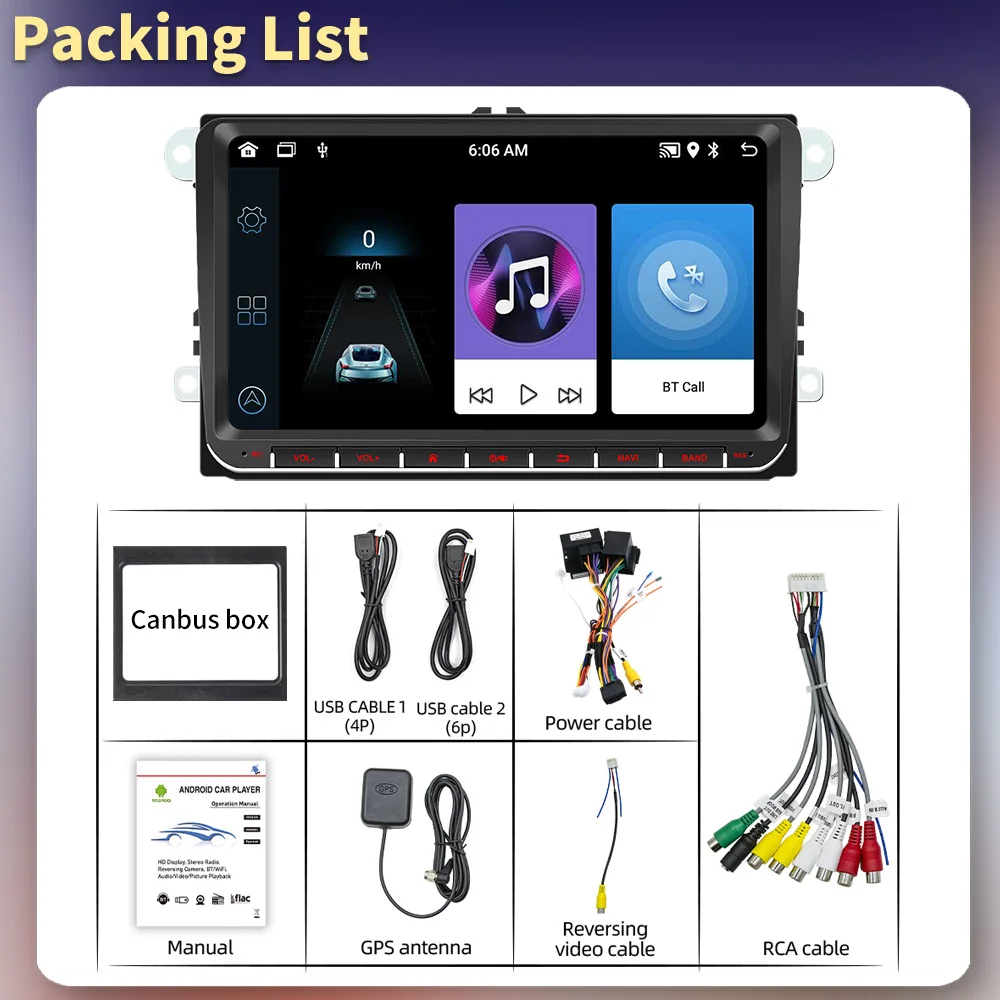 Radio Android Multimedia inalámbrica Carplay para VW Volkswagen EOS 2006-2015 9 "estéreo 2Din Autoradio unidad principal navegación GPS