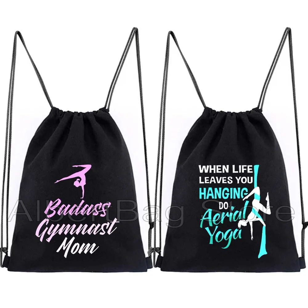 Ballet bailarina bailarina aerialista Yoga aéreo sedas aeróbico gimnasio aro Lyra bolsas con cordón mochila bolsa de cuerda