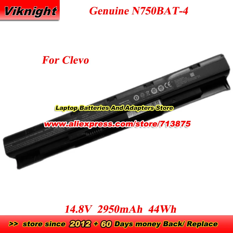 

Genuine N750BAT-4 Battery 6-87-N750S-4EB1 for Clevo N750BU N750HU N750WU N751WU NJ70CU NJ70LU 6-87-N750S-3CF1 SC506 14.4V 44Wh