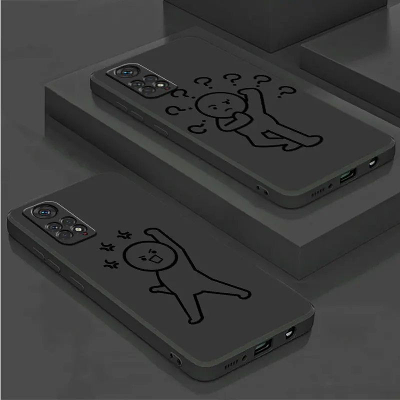 phone Cases for Xiaomi Redmi Note 9 13 case 11S 13C 10 5G 12 Pro 12S 12C 7 fundas Antiscratch cover Angry Stickman Cute Line Art