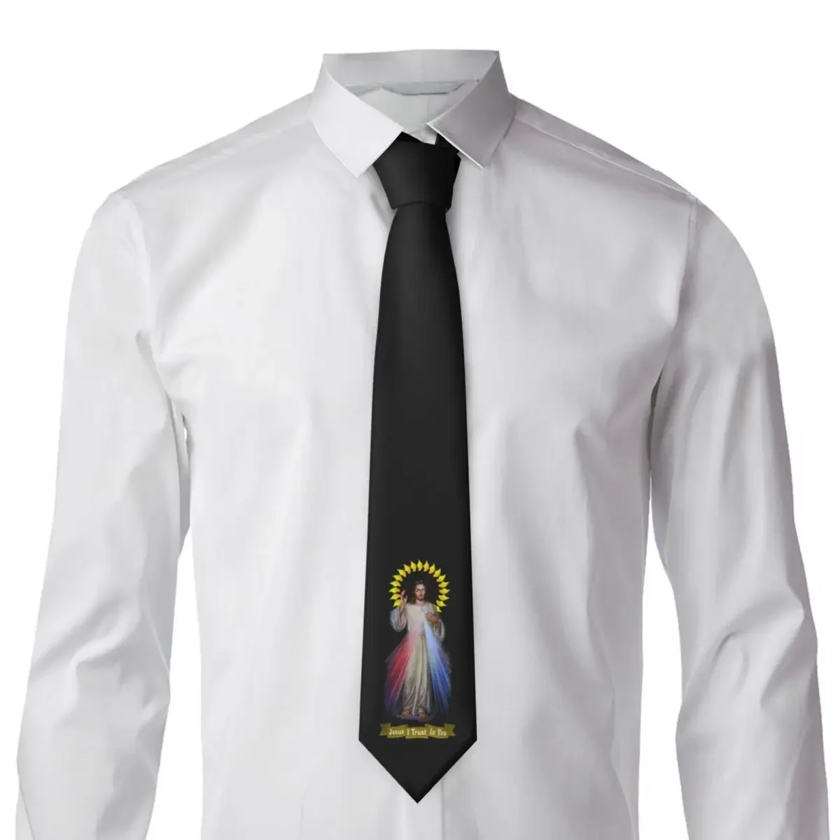 

Men's Tie Jesus Divine Mercy Neck Ties Jesus I Trust in You Cool Collar Tie Cosplay Party Great Quality Necktie Accessories