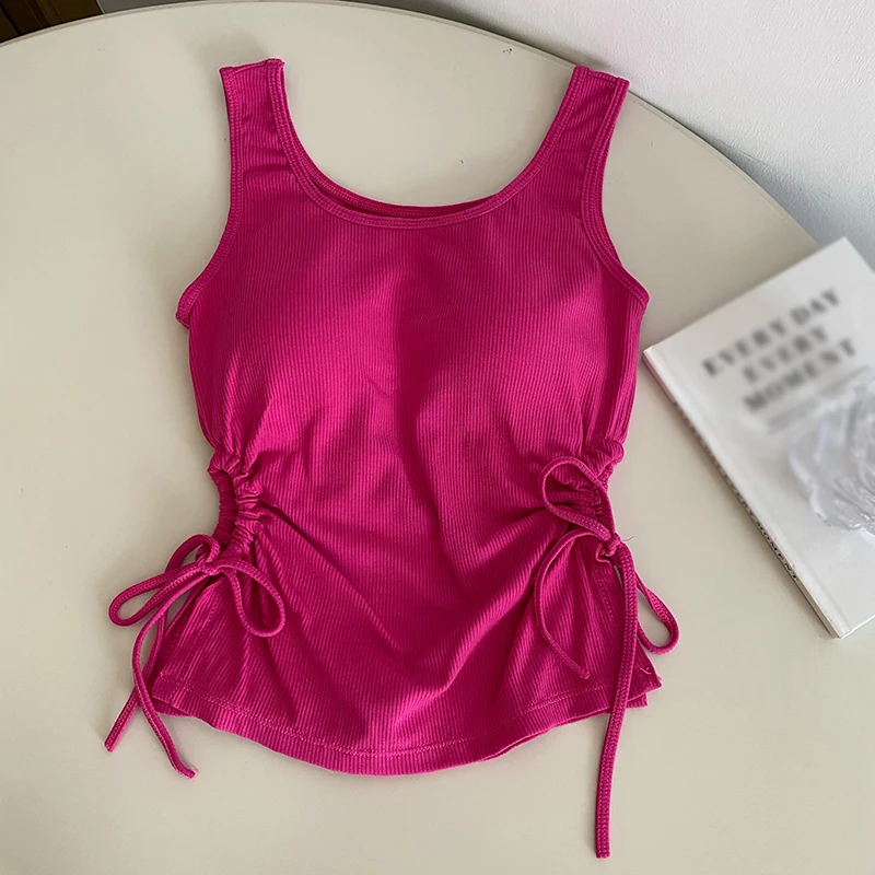 Cinturini estivi in vita aperti in tinta unita Slim sottili Sexy con imbottiture per reggiseno top senza maniche con cavezza