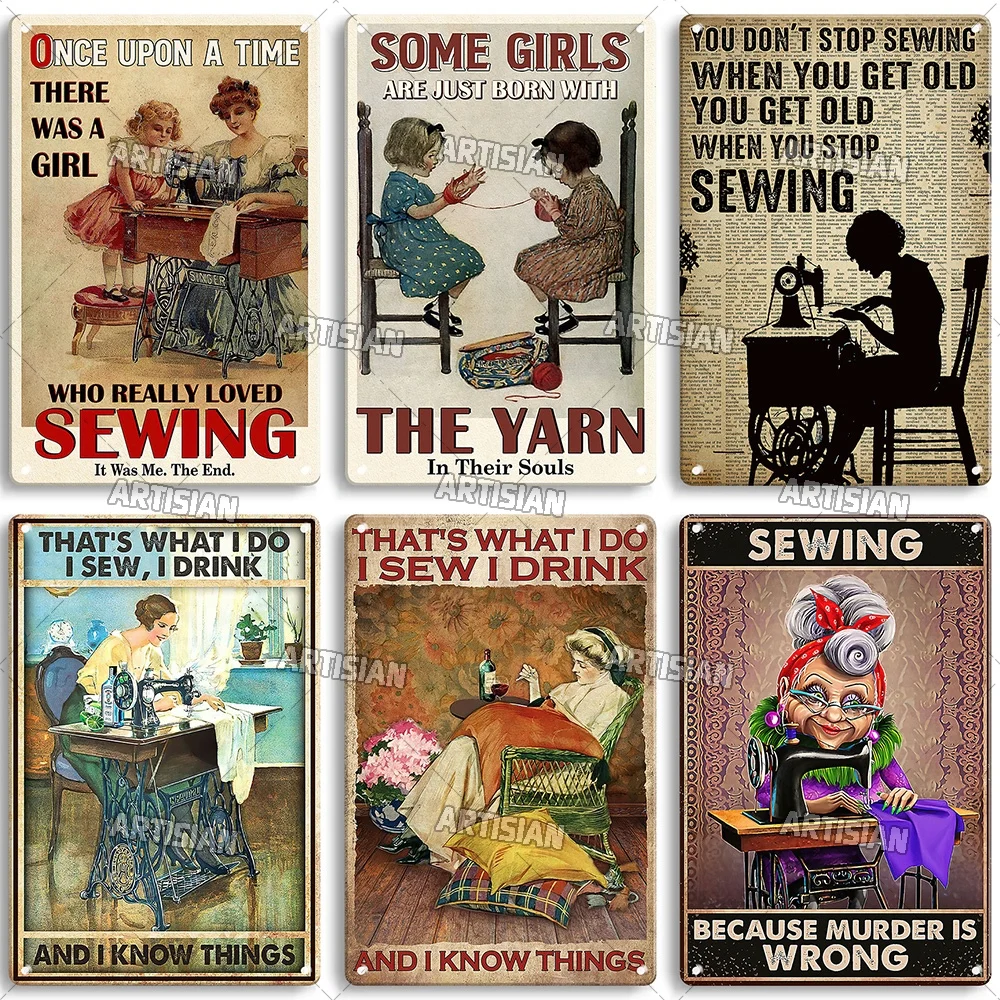 Artisian Knitting Metal Plaque Sewing Tin Plate Quilting Decorative Poster Wall Decor Garage Bar Pub Club Hotel Kitchen Home