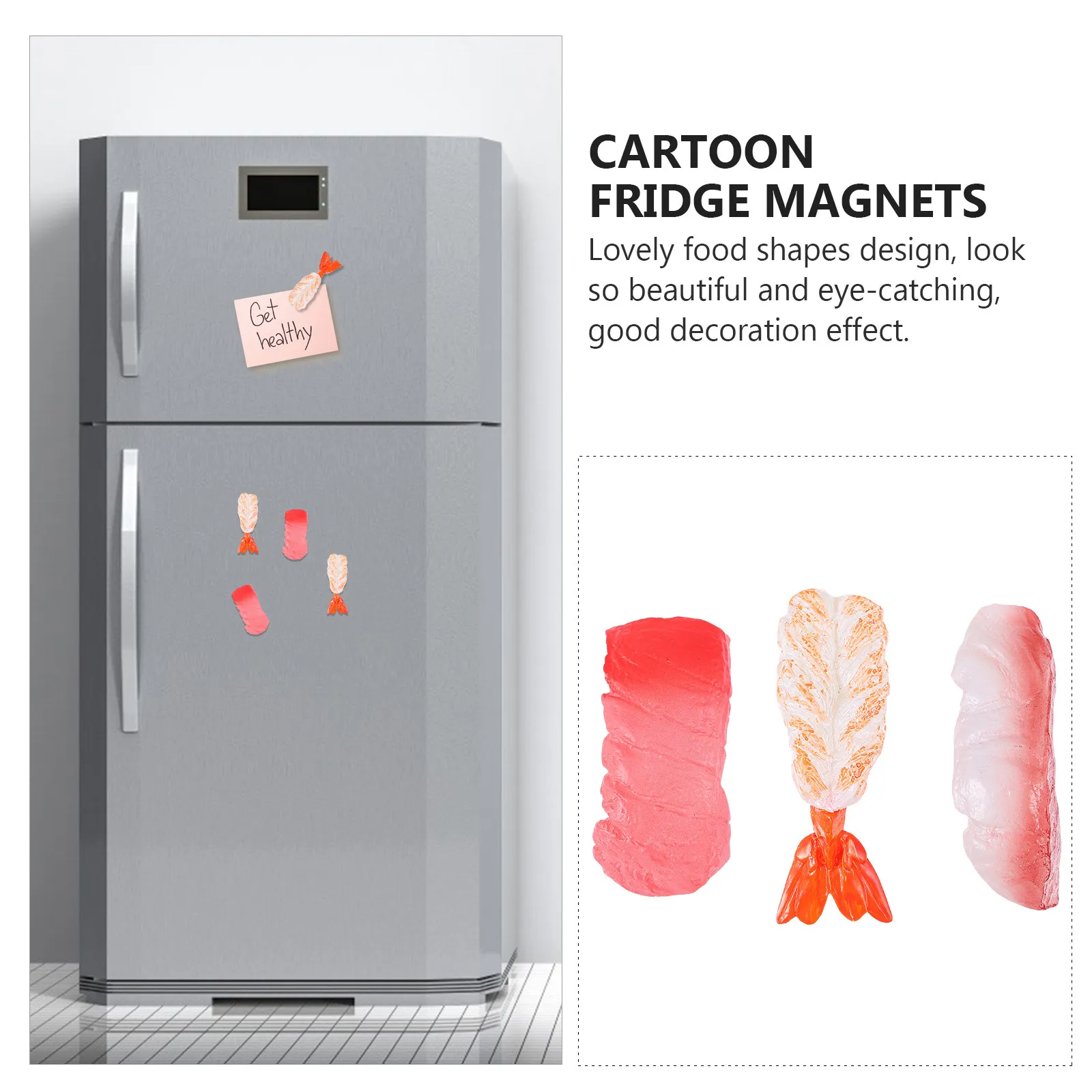 

3Pcs Cute Food Magnets Adhesion Resin Refrigerator Magnet Decor for Fridge Office Cabinet Magnetic Organizer Accessories