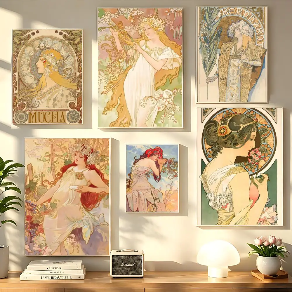 Alphonse Mucha art Poster HD art sticky wall waterproof home living room bedroom bar decoration