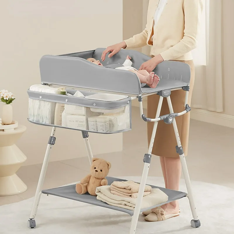 

Morandi Gray Diaper Table,one Button Folding Baby Care Table,No Installation Required Multi-functional Baby Changing Tables