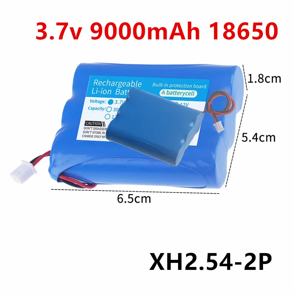 1S3P 3,7 V 9000 mAh 18650 Lithium-Batterie mit XH2.54-2P-Stecker für Angeln, LED-Licht, Bluetooth-Lautsprecher
