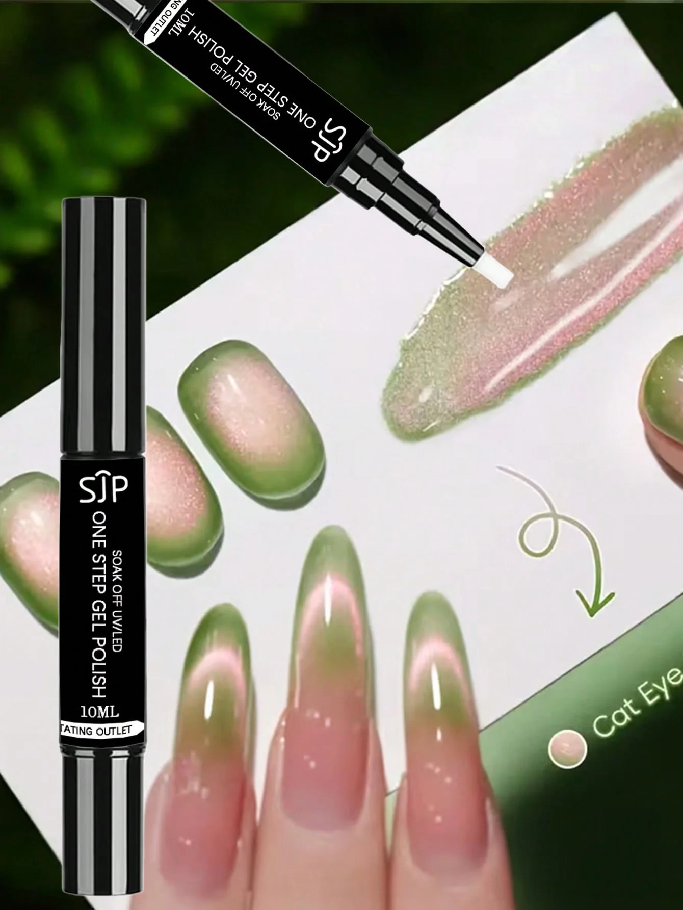 10ml Glitter Cat Eye One-Step Gel Polish, no need for top coat or base coat, one-piece base coat, colored gel, and sealing layer