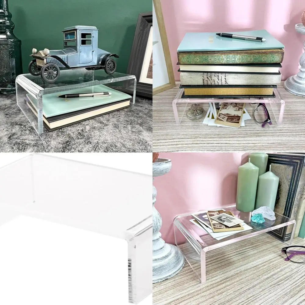 

Clear Acrylic Rectangular Display Stand, 3 High x 10 Wide x 6 Deep, 3/8 Thick, Set of 2