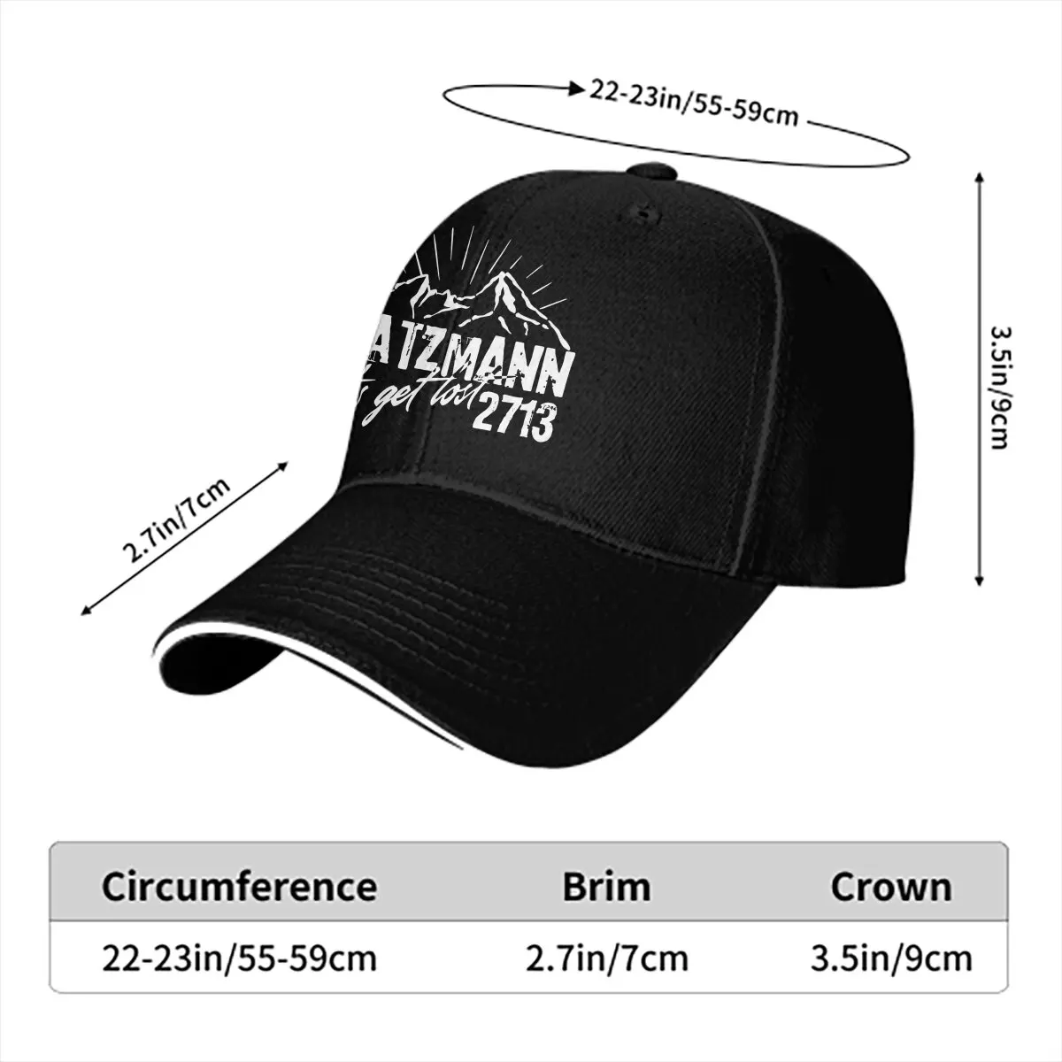 Mountain Climber Multicolor Hat Peaked Men's Cap Watzmann 2713 Berchtesgaden Mountaineer Personalized Visor Protection Hats