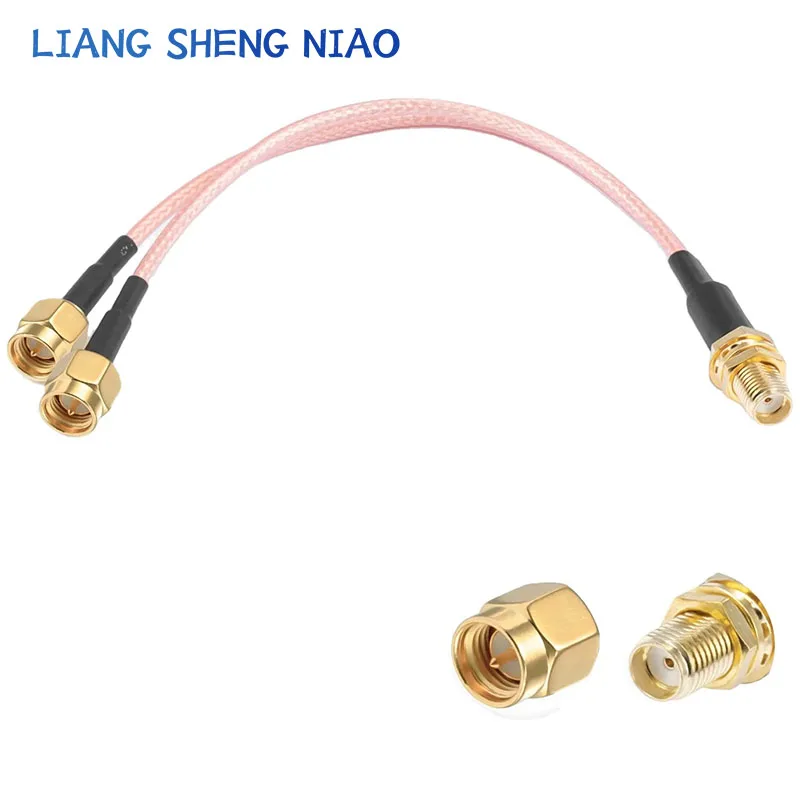 SMA to 2X SMA Male Female Y type Splitter Combiner jumper cable pigtail RG316