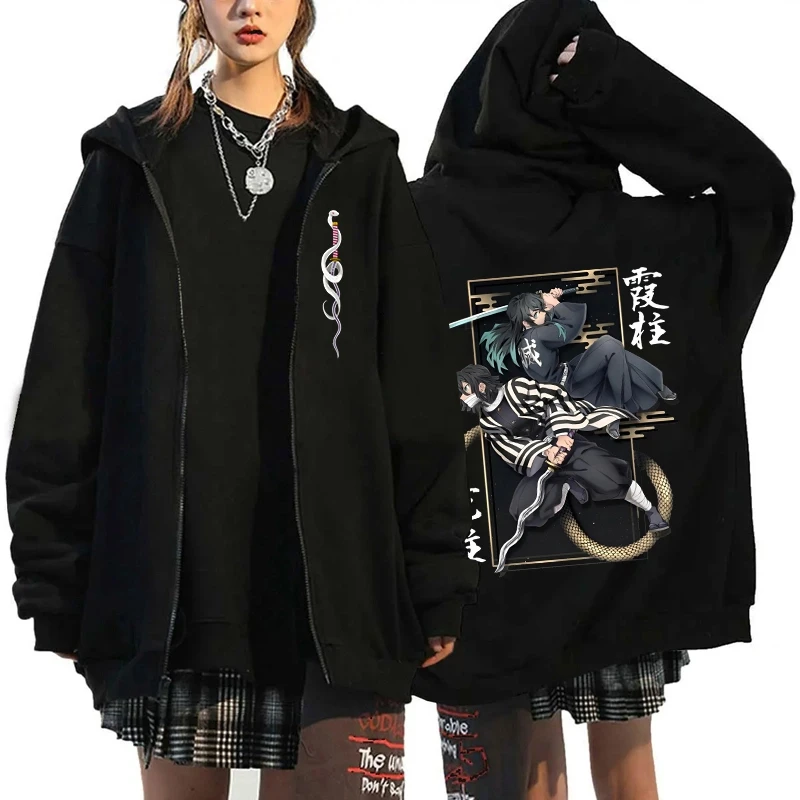 Hot Anime Demon Slayer Blade Hoodie Frauen Casual Harajuku Mode Streetwear Y2K Langarm Jacke Mantel Fleece Zip-Up Hoodie