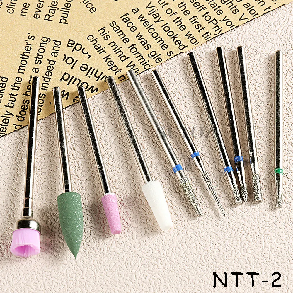 Juego de brocas para uñas, 10 piezas, cortador eléctrico, removedor de Gel acrílico, accesorios de manicura y pedicura, herramientas LEBNTT-2