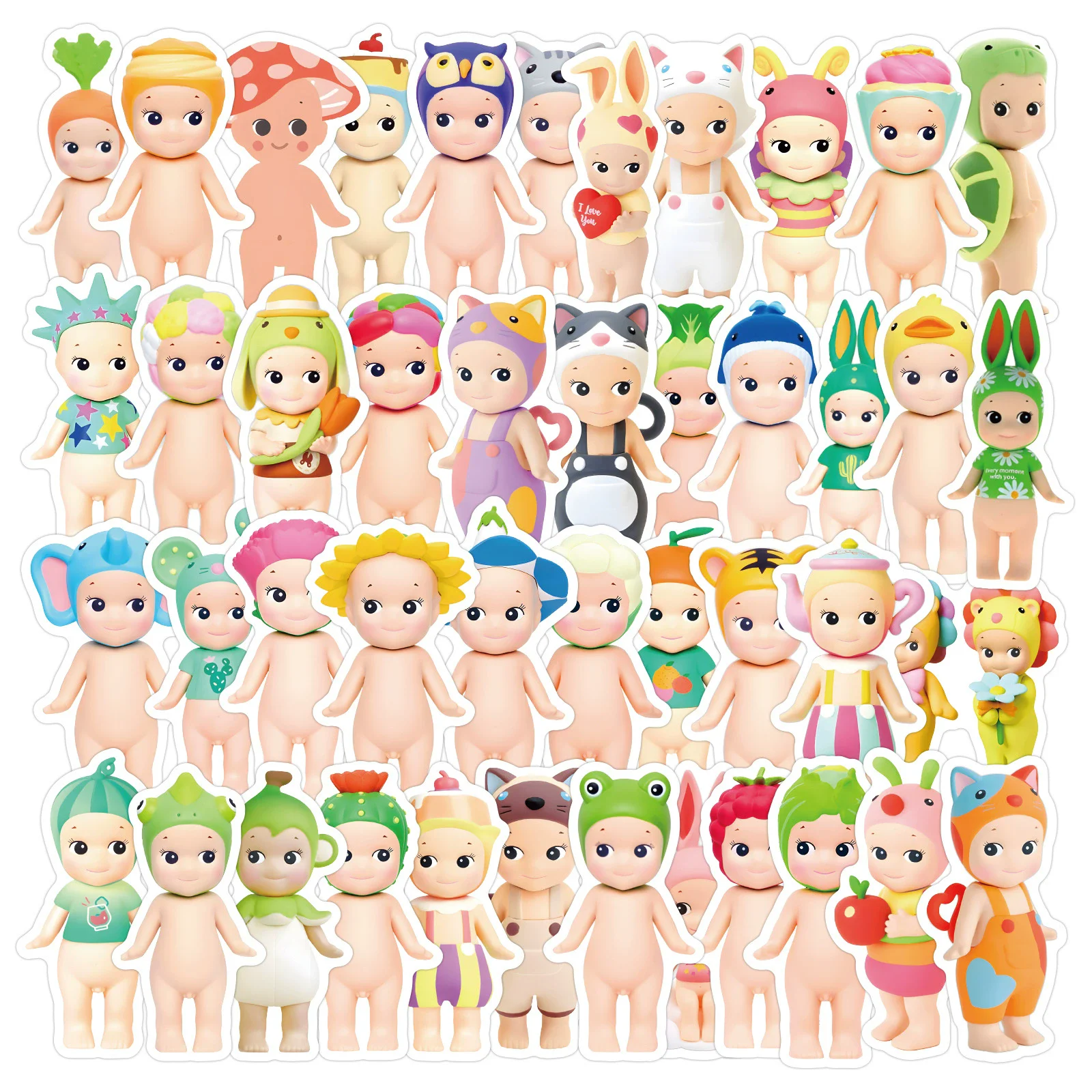 50/60/110PCS Cute Sonny Angel Christmas Warm Healing Doll Sticker DIY Stickers Skateboard Notebook Fridge Phone Guitar Decal