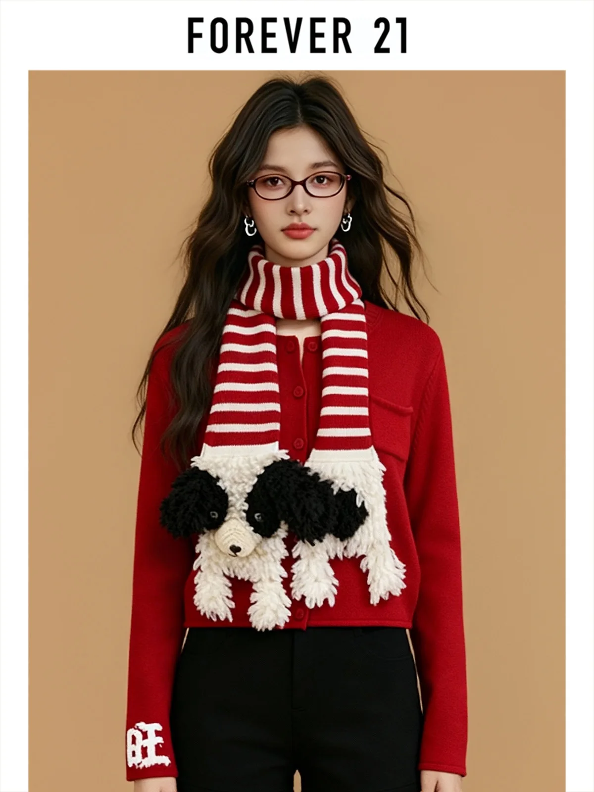 

Forever 2, вязаный свитер на тему Cisas, женский красный модный повседневный зимний сезон, длина, трапециевидной формы, све