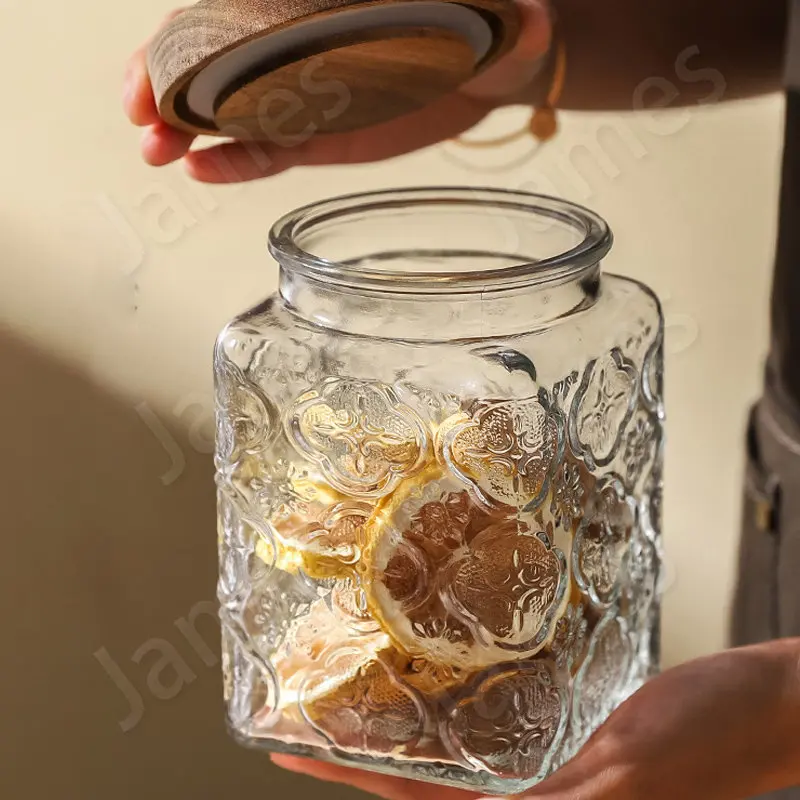 Nordic Style Glass Jars and Lids Glass Container Glass Jars Food Storage Containers Honey Jar Retro Styles Glass Jars Bottles