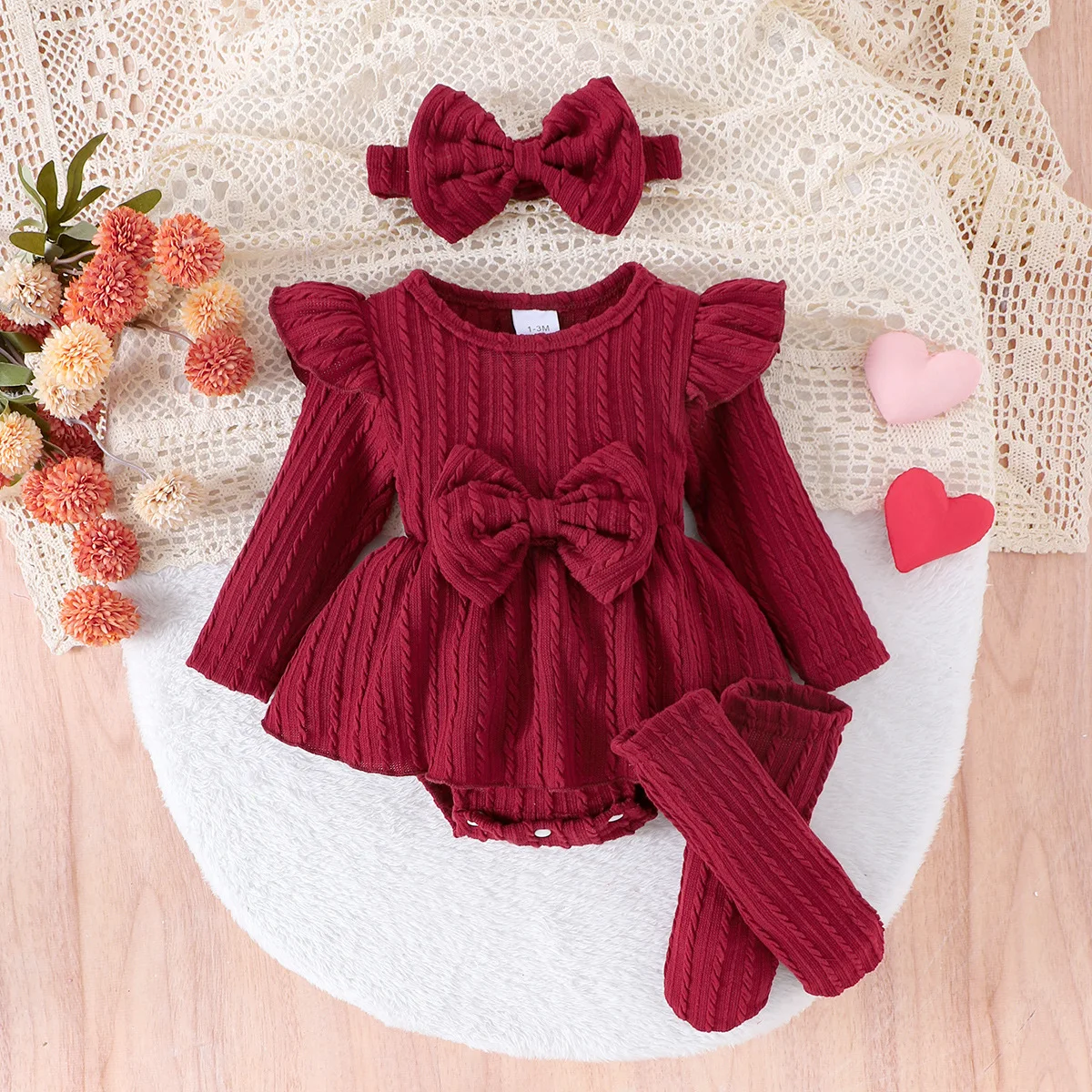 Somenie Autumn and Winter New Baby Solid Color Small Twist Bow One-piece Jersey Skirt Head Estimate Socks