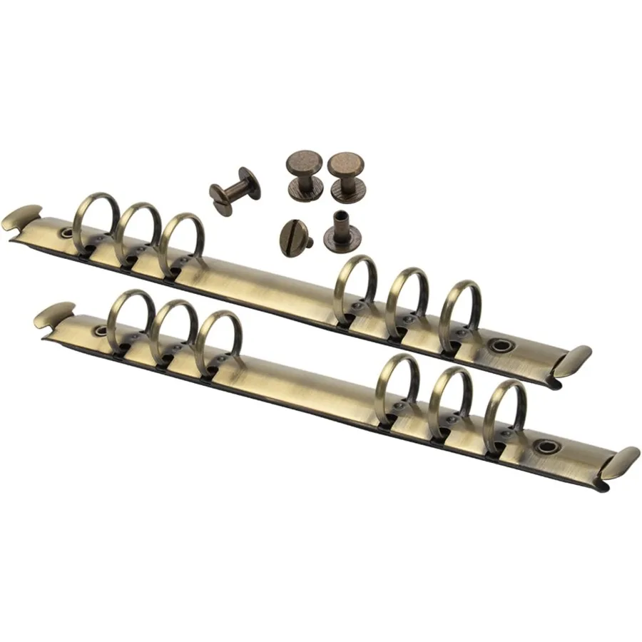 

2 шт., 6 колец, механизм для переплета A5, сменный механизм для ноутбука, бронзовый металлический зажим, круглый кольцо, переплетные шипы, набор расчесок для Pla