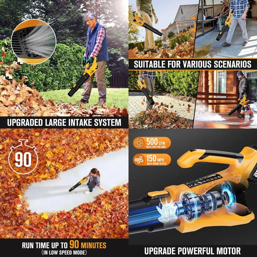 

21V Powerful Lightweight Electric Leaf Blower with 2 x 4.0Ah Batteries, Ideal for Yard Work and Lawn Care