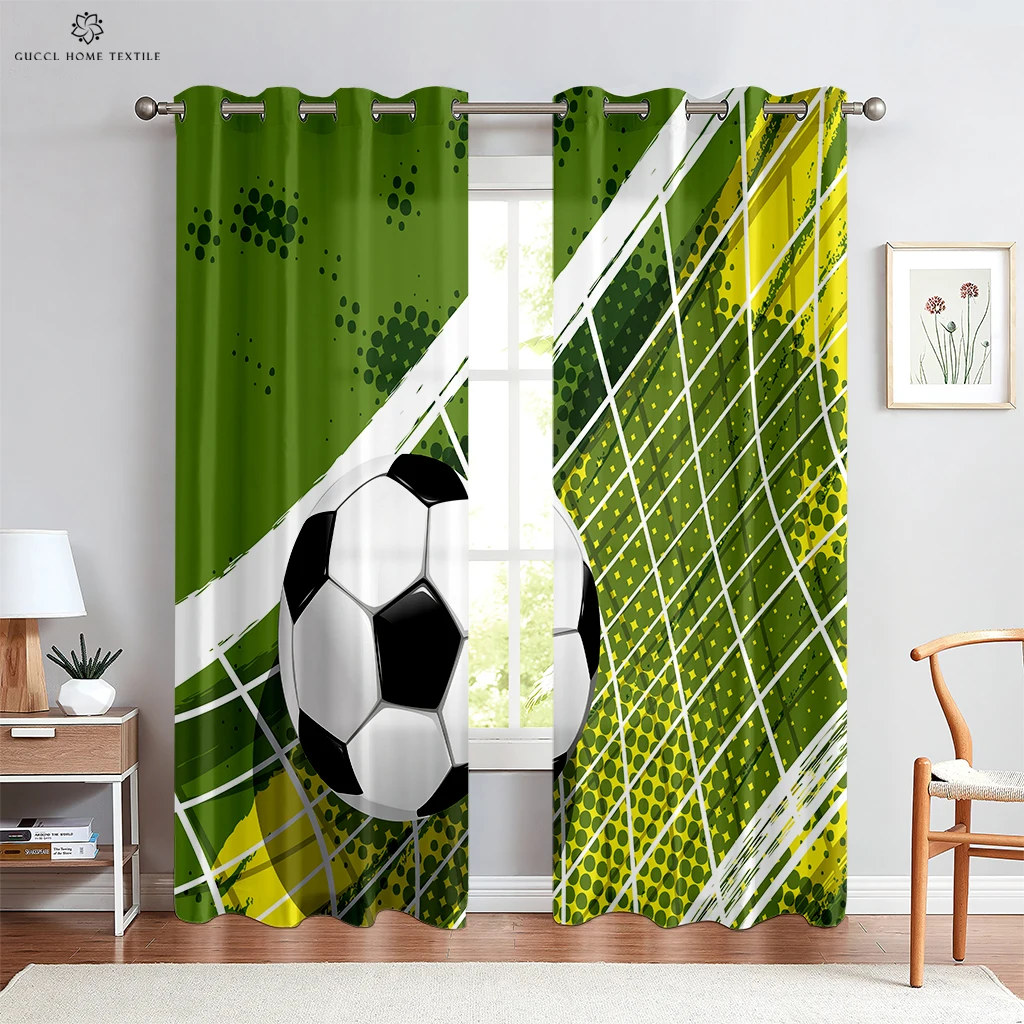 Football Print Curtains Watercolor Color Sports Boy Kids Room Living Room Kitchen Decoration Window Curtains Can Be Customized