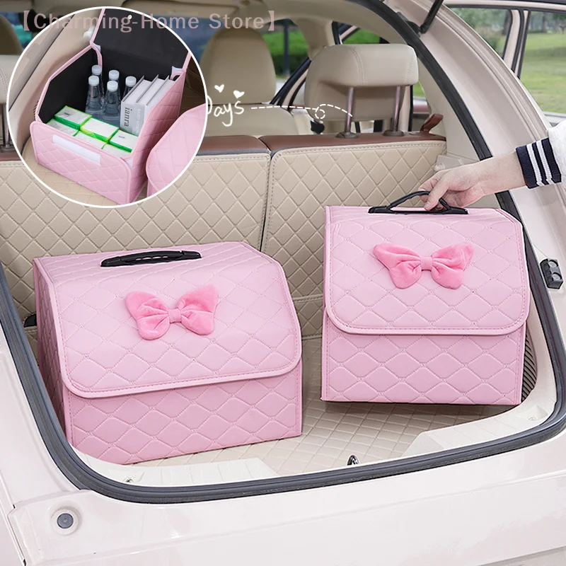 【M】Kofferraum-Organizer mit großem Fassungsvermögen, universelle faltbare Aufbewahrungsbox mit rosa Design für Autozubehör