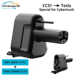 EVcharger4U for Tesla Cybertruck CCS1 to NACS EV Adapter 250KW DC 20KW AC Fit Model 3/X/Y/S CCS Combo Adaptor Support CCS1 J1772