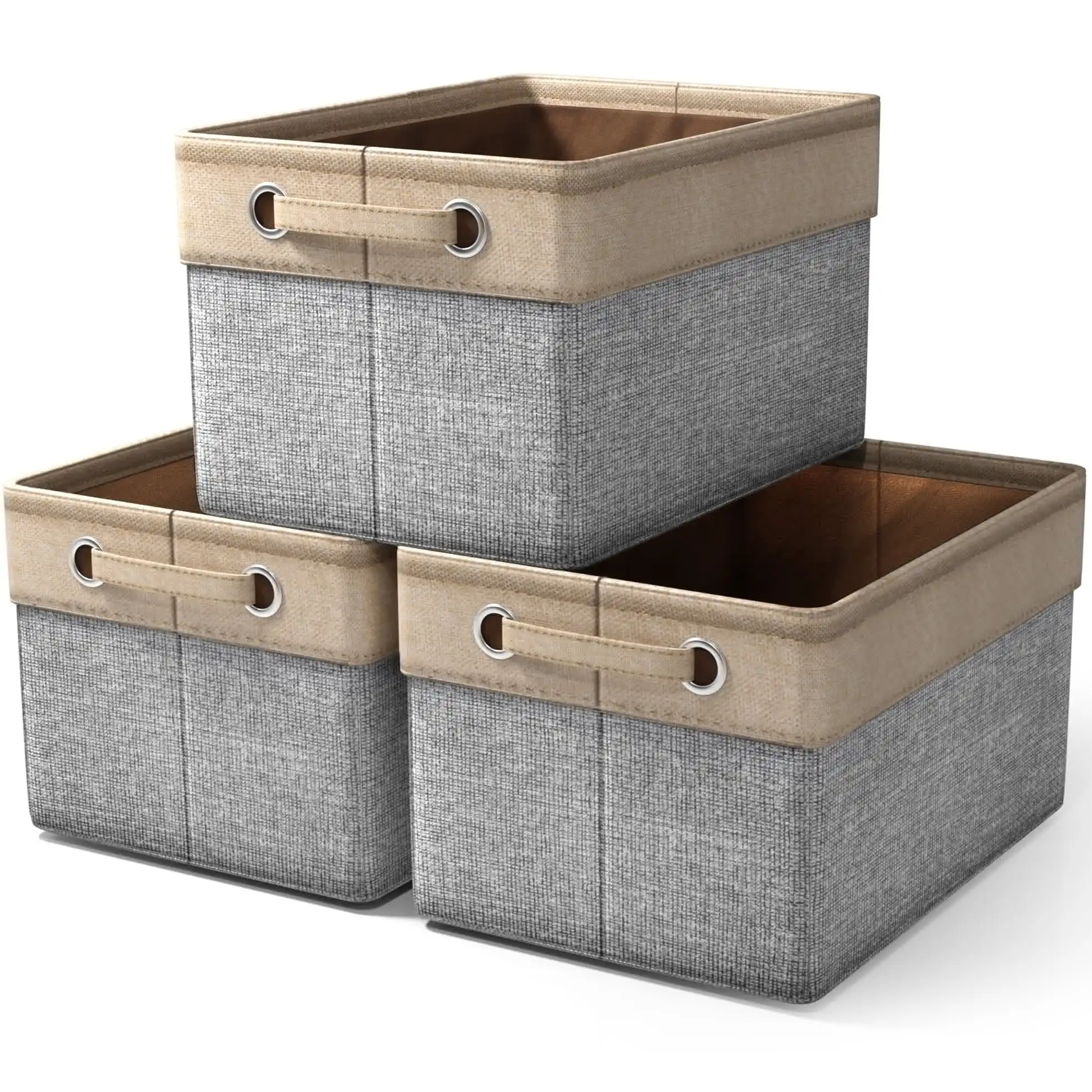 

15' Two-Tone Collapsible Storage Bins with Handles - Gray, 3-Pack
