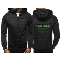 2024 Printing New Festool Tools Hooded Jacket Spring and Autumn Men Casual Slim Comfortable Leisure Patchwork Zipper Tops