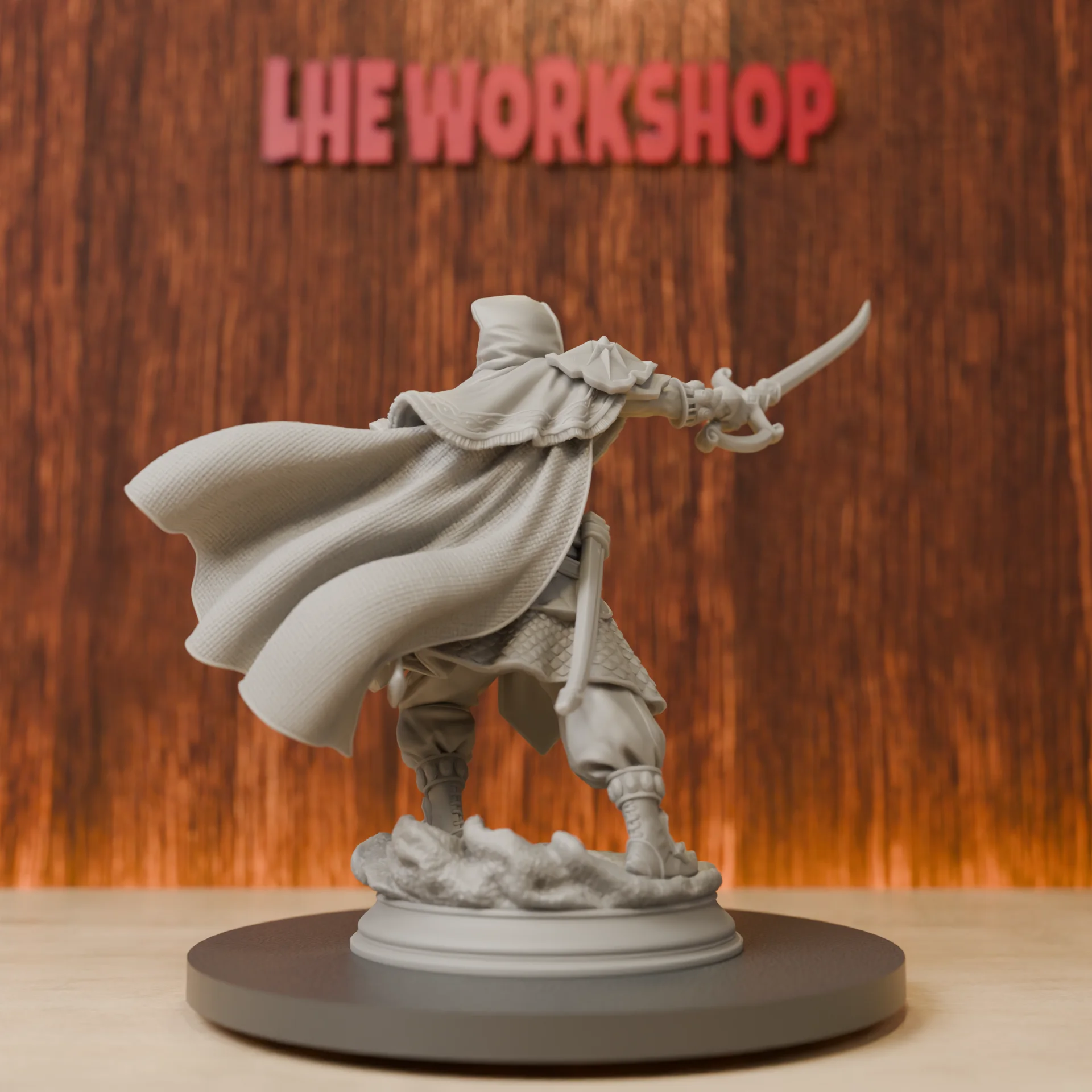 Human Sword Warrior Miniatures | 28mm-75mm | Resin 3D Printed DND Pathfinder Mini | Unpainted Grey