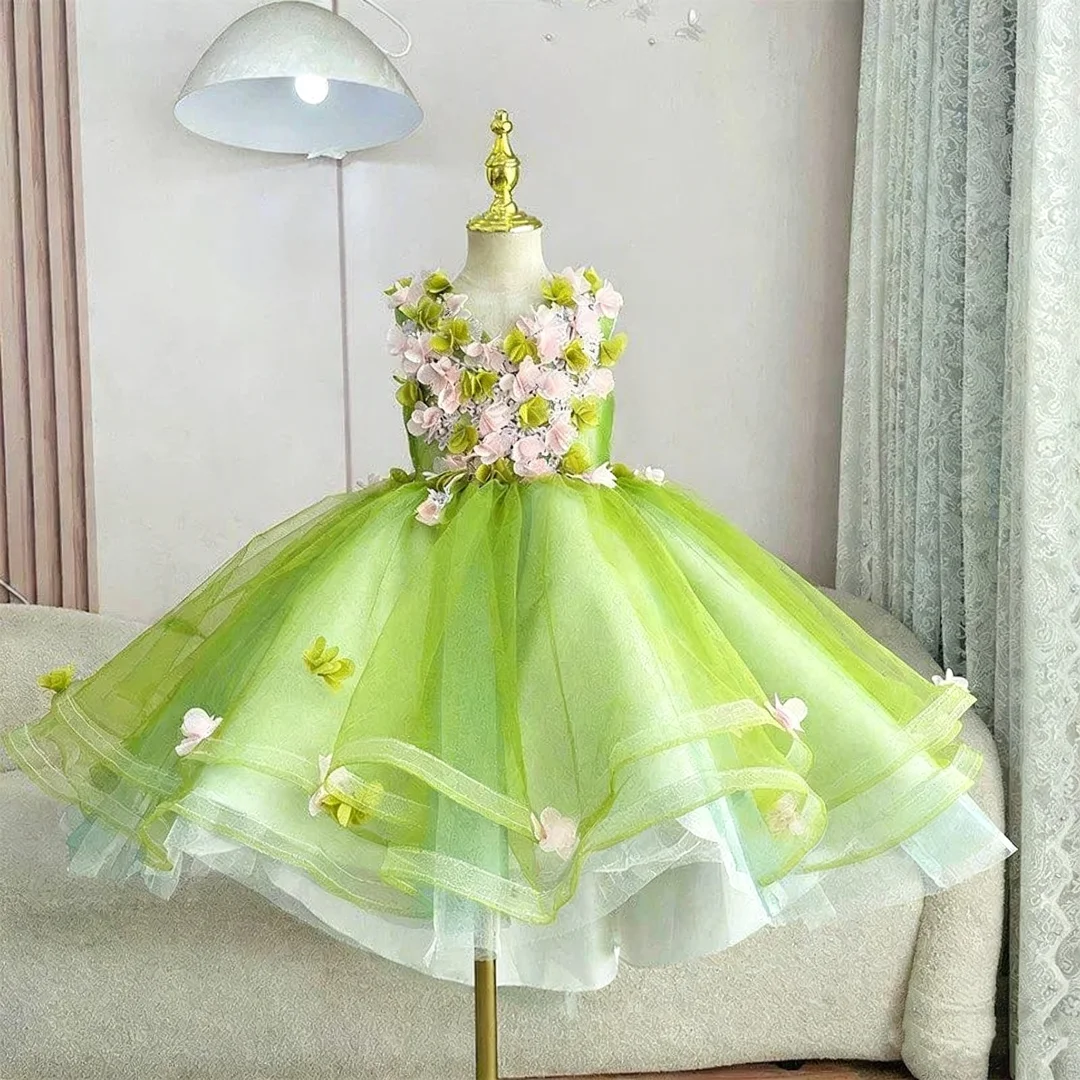 Cute French-style Forest Fairy Series Sleeveless Knee Length Dress Piano Performance Birthday Party Princess Dress Flower Girl