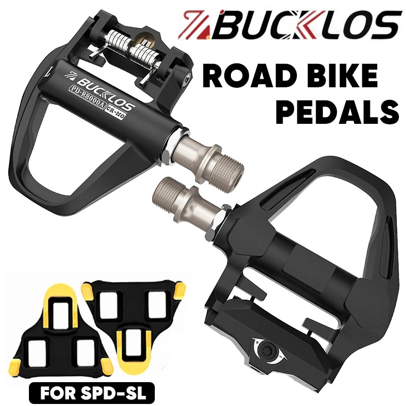 BUCKLOS Road Bike Lock Pedals Bicycle Clipless Pedals for SHIMANO SPD-SL Road Bicycle Self-Locking Pedal with Cleats Bike Parts