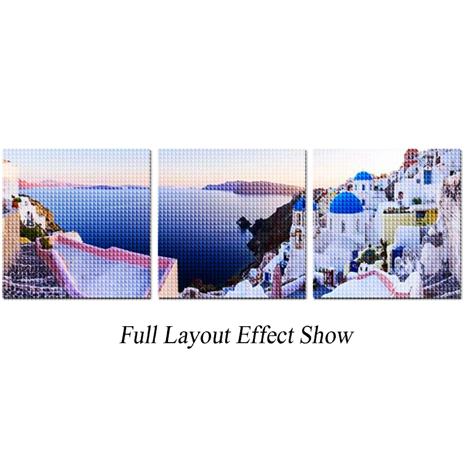 5D Diamond Painting  Triptych Sea View Church Square/Round Embroidery Cross Stitch Kit Painting Mosaic DIY Home Decoration Gift