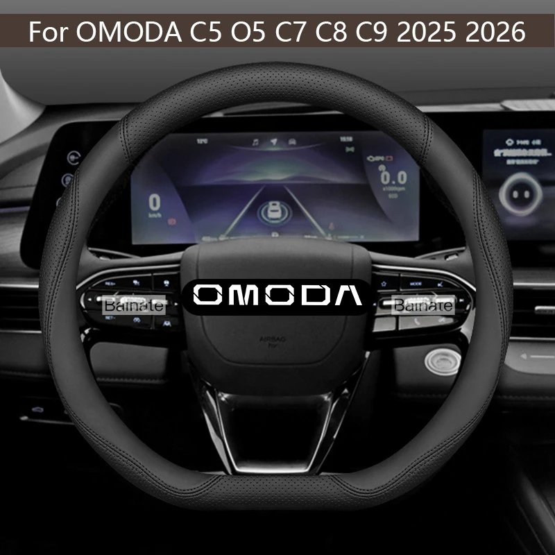 Do OMODA C5 O5 C7 C8 C9 2025 2026, Pokrowiec na kierownicę samochodową z prawdziwej skóry, antypoślizgowy, odporny na zużycie, akcesoria