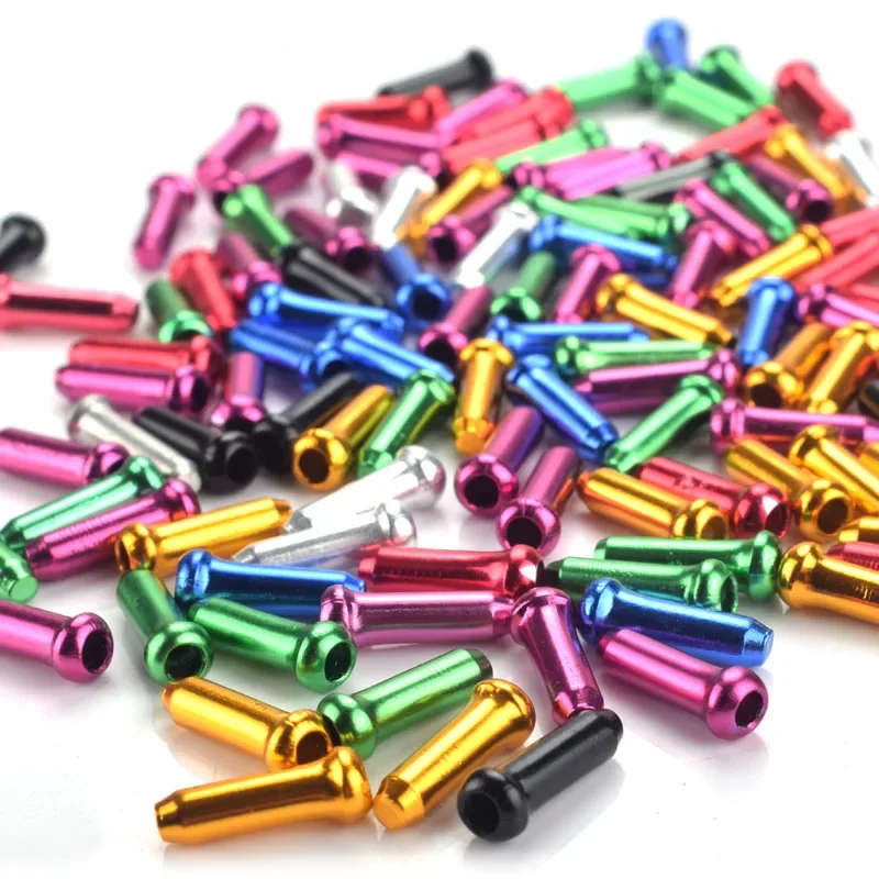 50Pcs Bike Inner Cable End Caps Alloy Road Mountain Bikes Brake Tips Shift Cable End Crimps