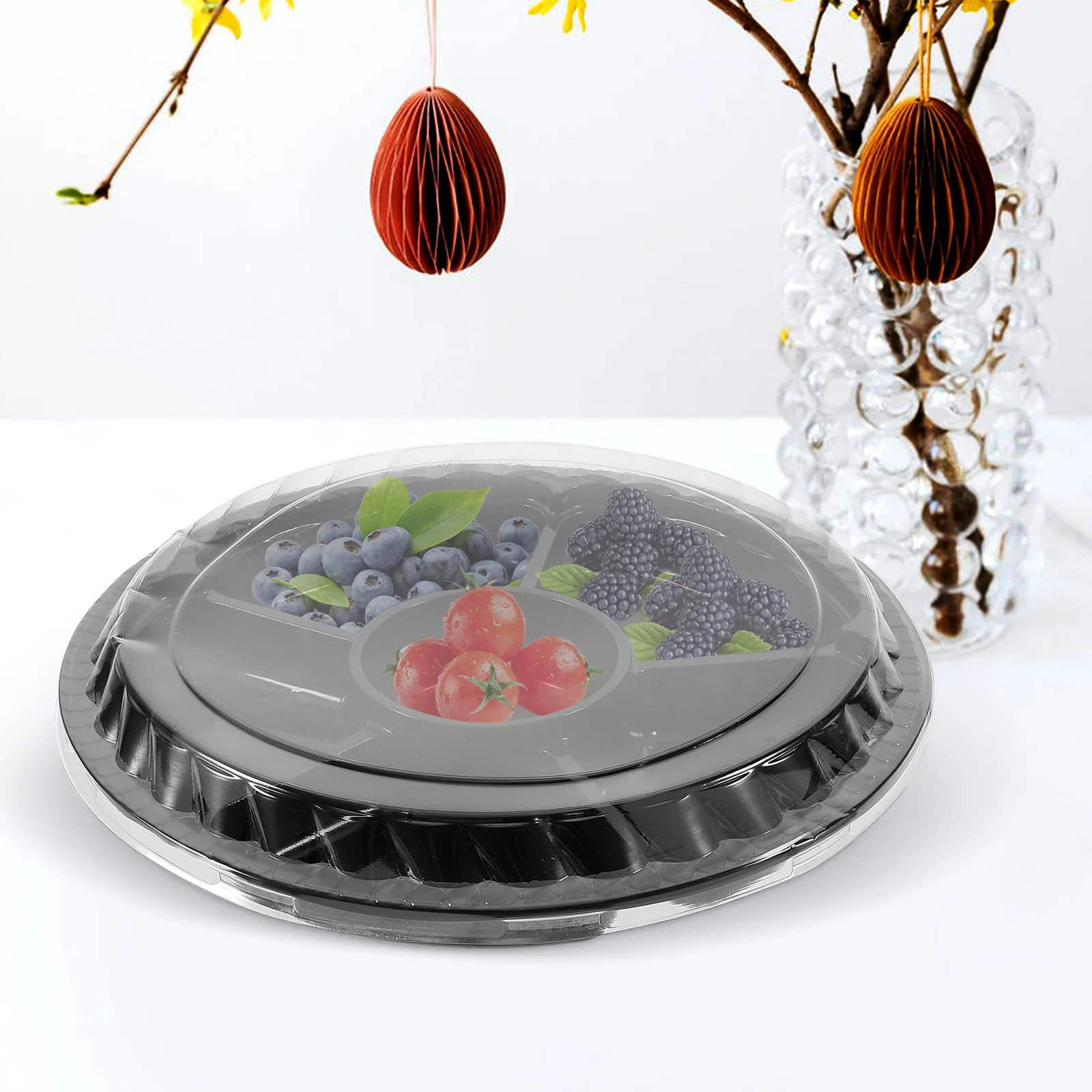 10 шт. одноразовый поднос для фруктов, 6 отделений, круглый сервировочный поднос для десертов, закусок, печенья, торта, тарелки для вечеринок для домашних животных, безопасные для еды