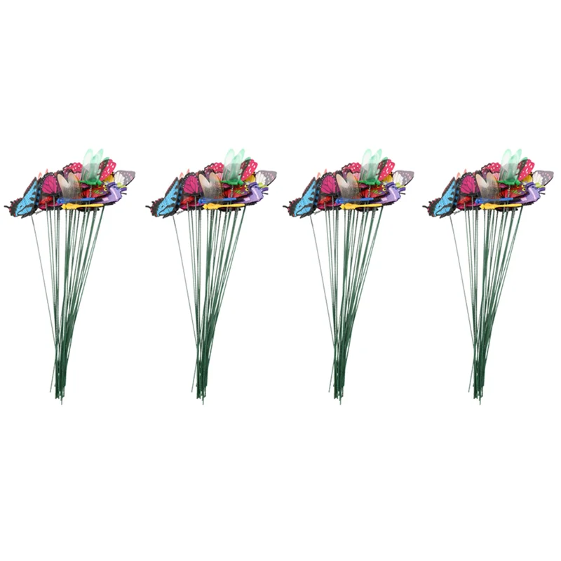 AB33-80 Pieces Garden Butterflies Stakes And 16 Pieces Dragonflies Stakes Ornaments For Yard Patio Party, Totally 96 Pieces