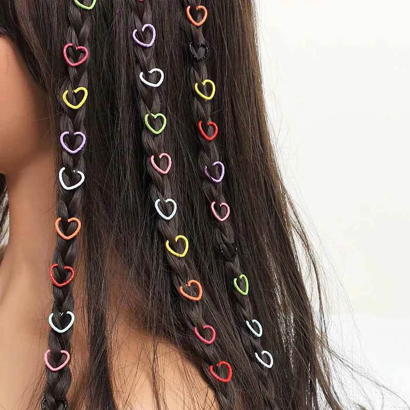 

50pcs Love Heart Hair Jewelry For Dreadlock Hair Braid Charm Dreadlocks Accessories Braid Rings Cuffs Clips Braid Decors