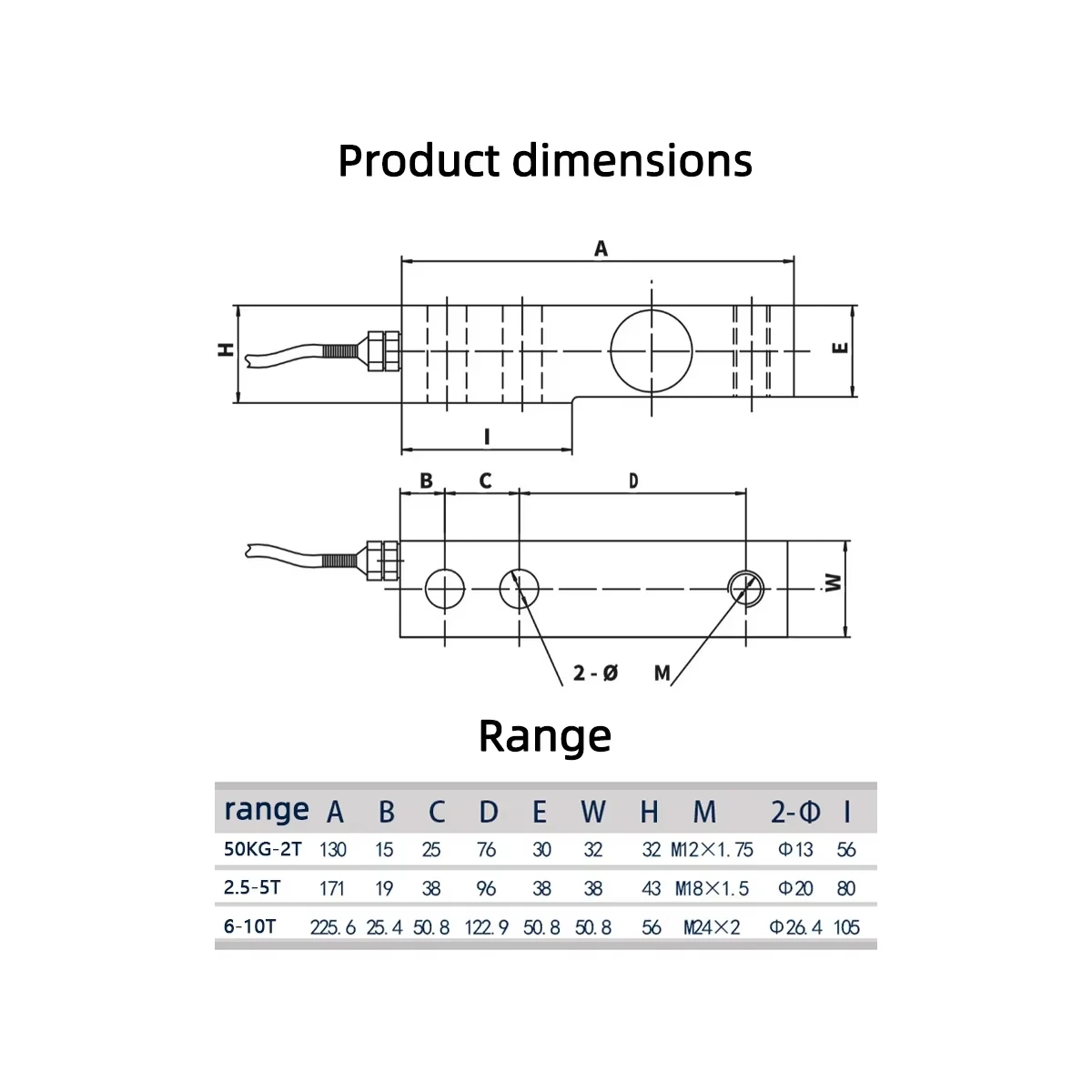 Cantilever Beam Type Weighing Sensor Small Scale Load Cell 0-50KG 0-100KG 0-200KG 0-300KG 0-500KG 0-1T 0-2T