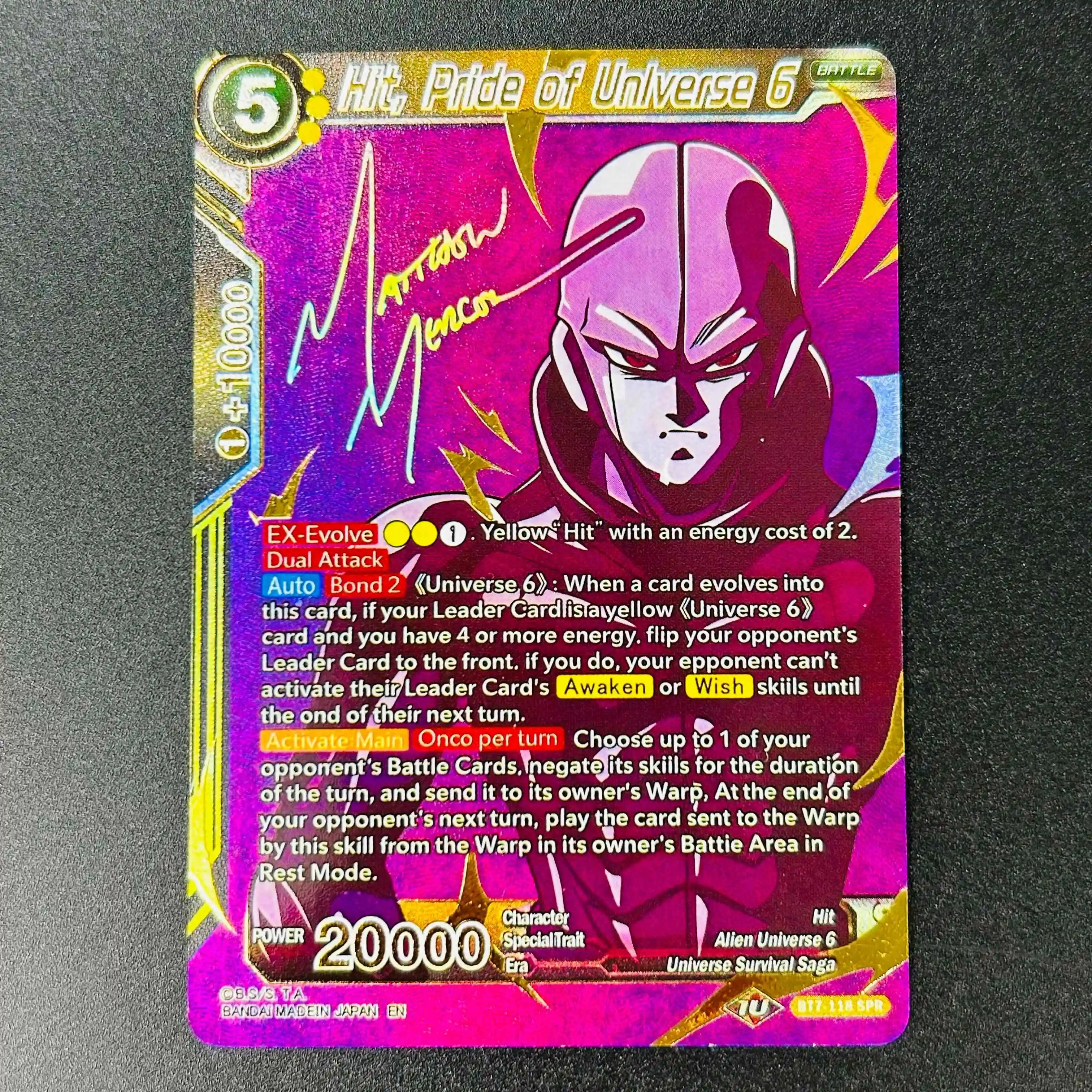 Tarjeta Coleccionable de Anime Dragon Ball Super Hit Pride of Universe 6 SPR DIY Texturizada Premium Color Menta