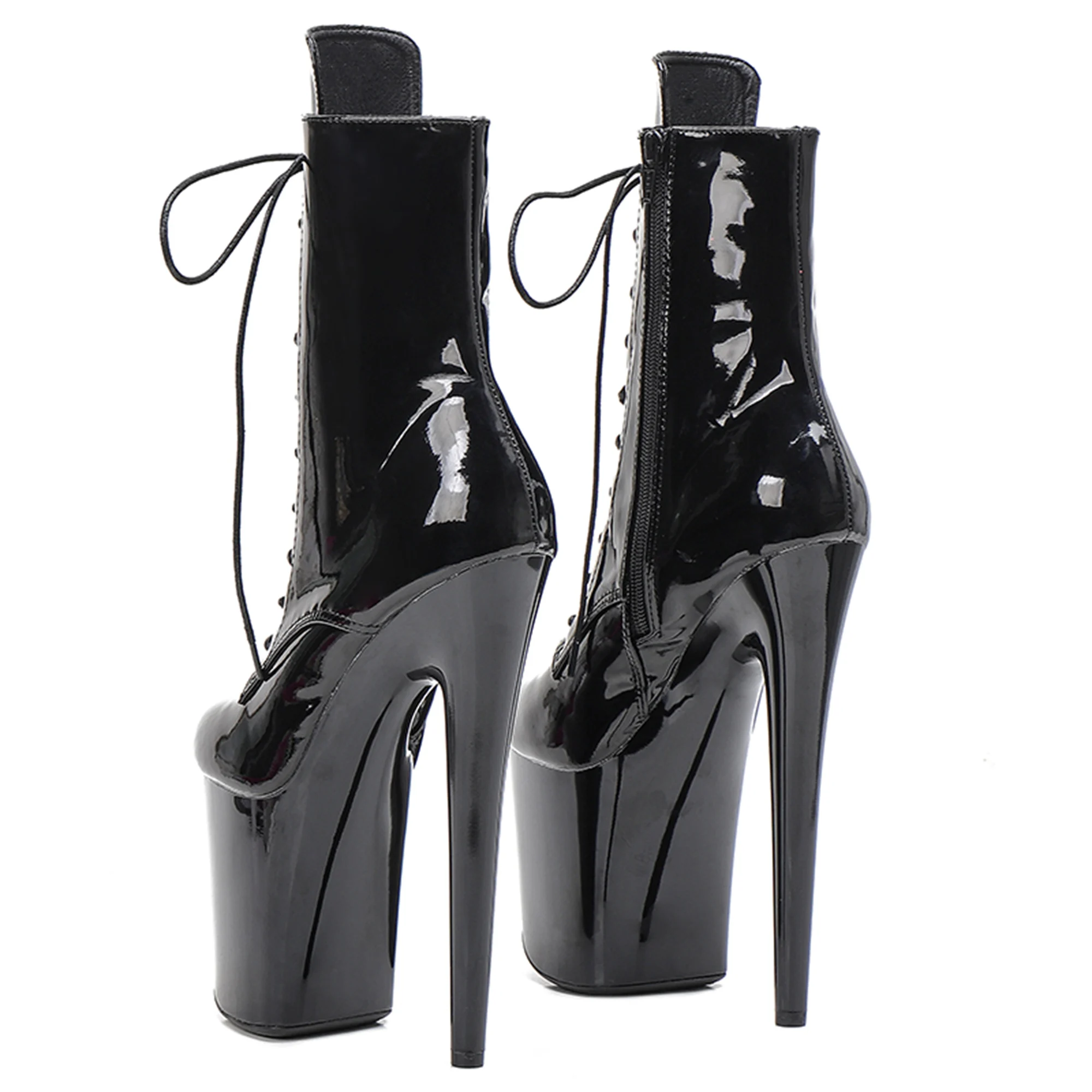 حذاء WUXIN H&P للسيدات مقاس 8 بوصات للرقص على الكاحل، كعب متجرد ذو نعل ستيليتو غريب