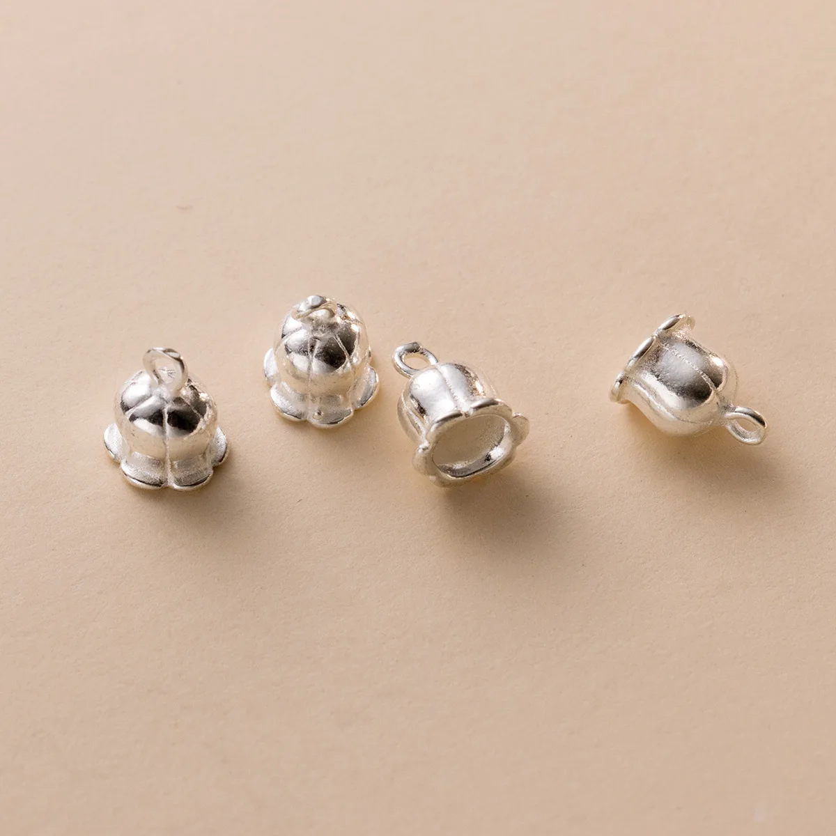 Charms 925 Silver Electroplated Seedless Bell Necklace Pendant Handmade DIY Accessories Charms for Bracelet Plata 925 6mm