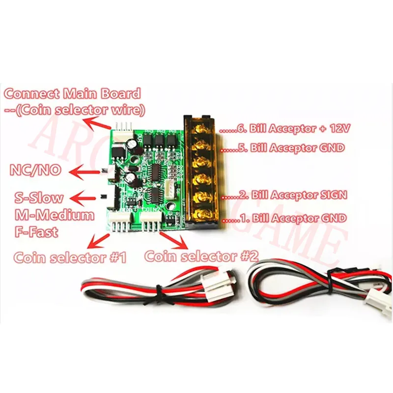 Aceptador de monedas/aceptador de facturas Tarjeta de extensión de señal máquina de juego Arcade Selector de monedas tarjeta convertidora