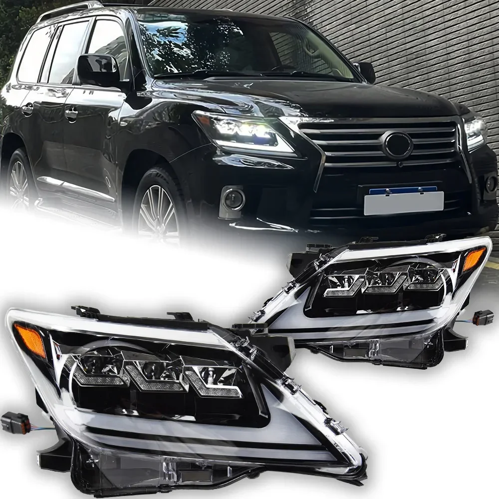 

Автомобильные фары для Lexus LX570, линза проектора фар 2007-2015, динамический сигнал, светодиодные фары Drl, автомобильный аксессуар