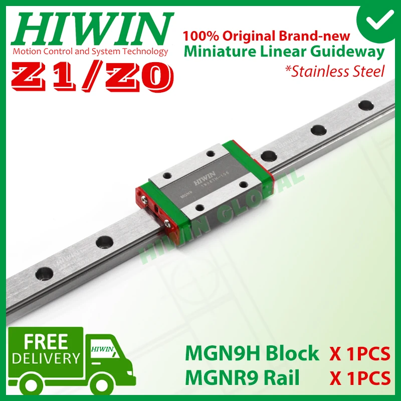 HIWIN MGN9 Stainless Steel MGN9H Linear Rail 100 150 200 250 300 350 400 450 500mm Z1 Z0 Voron 3D Printer Carriage No Backlash