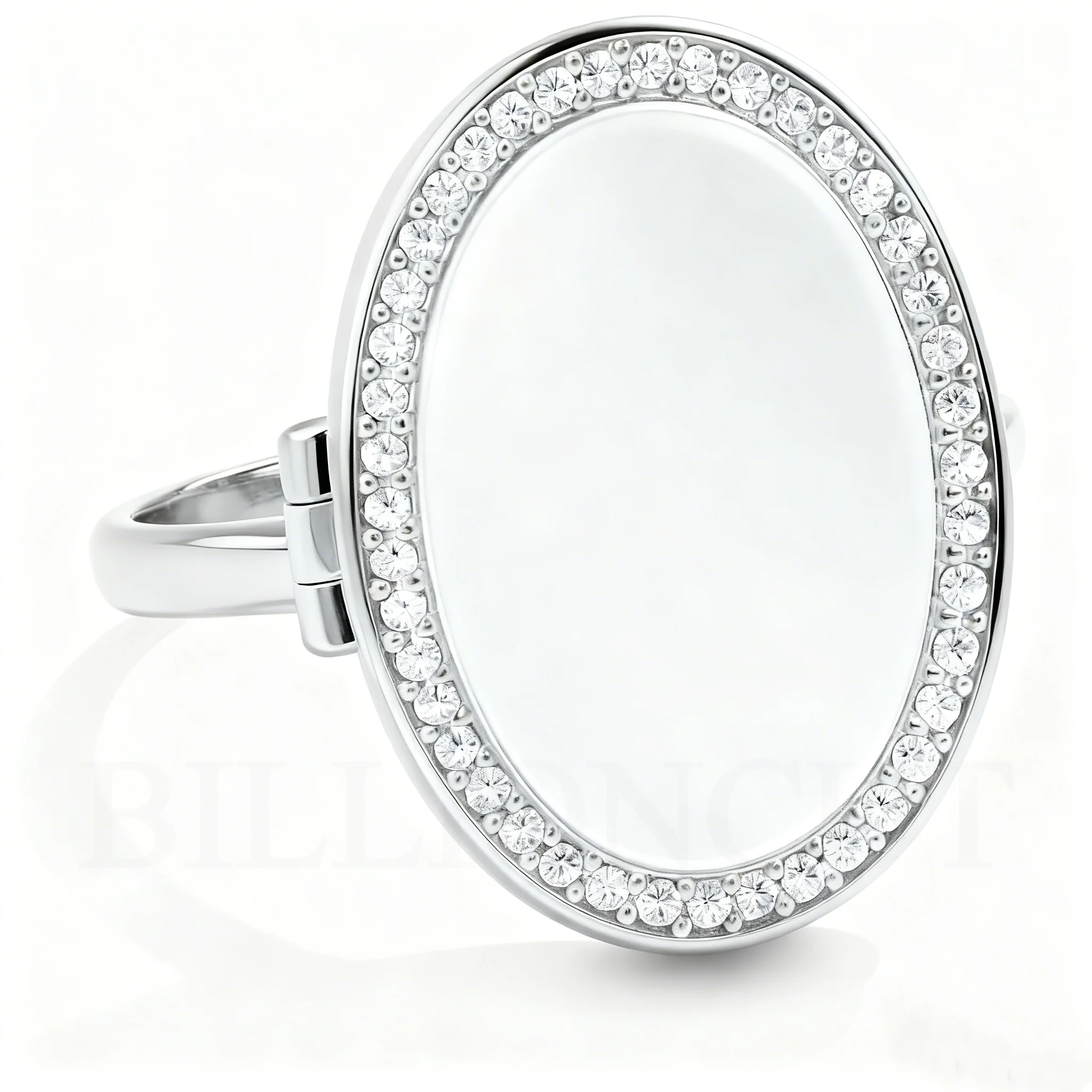 

Silver Custom Engraved Name Photo Openable Memory Finger Ring for Women Jewelry Personalized Oval Locket Ring Valentine's Day