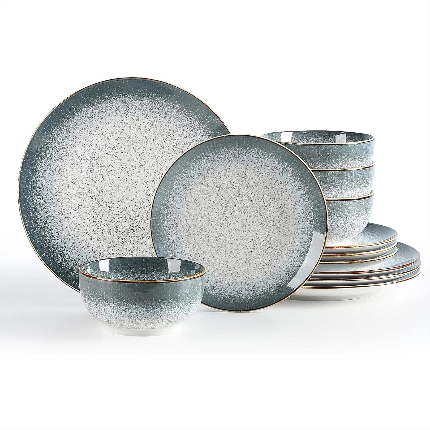 Dinnerware Sets Service for 4, 12 Pcs Porcelain Plates and Bowls, Chip and Scratch Resistant Dish Set, Dishwasher and Microwave